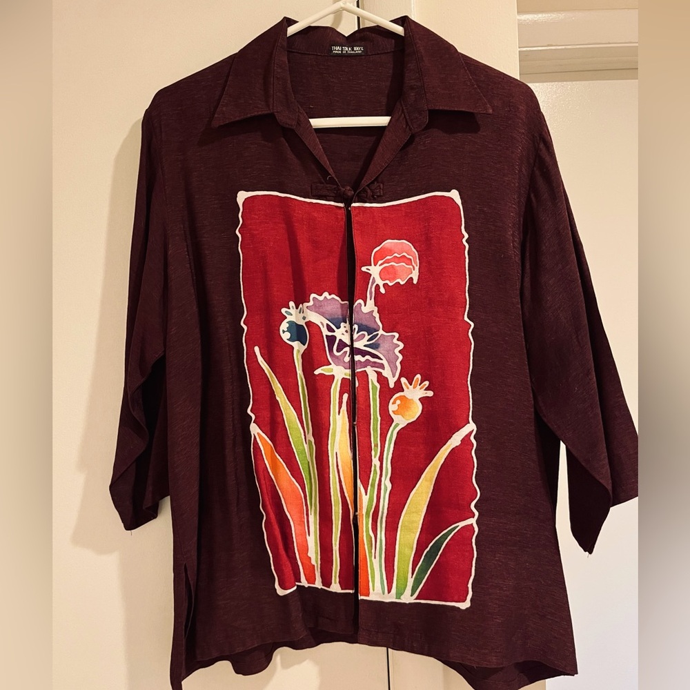 Elegant Burgundy Floral Blouse